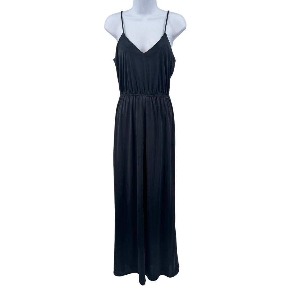 Coco California Vintage Black Sleeveless Maxi Dress Womens 10 V-Neck Front Slit